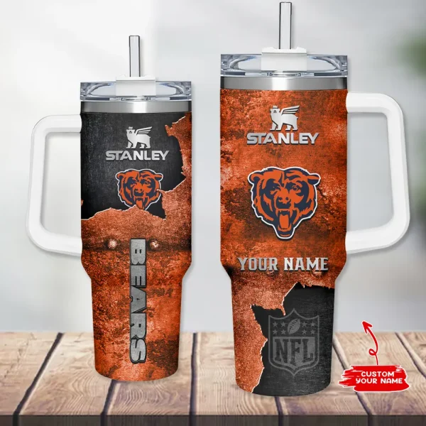 Chicago Bears Simple Modem 40oz Tumbler With Handle And Straw Lid AZC40OZT616