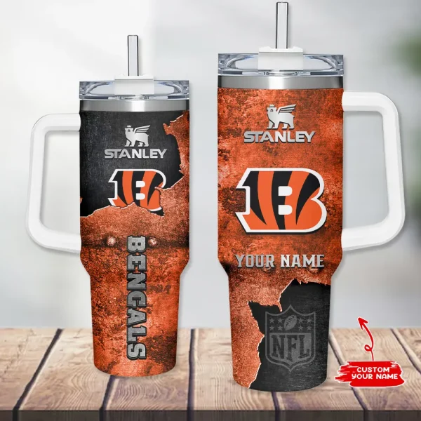 Cincinnati Bengals Simple Modem 40oz Tumbler With Handle And Straw Lid AZC40OZT617