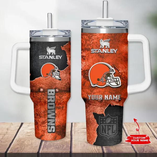 Cleveland Browns Simple Modem 40oz Tumbler With Handle And Straw Lid AZC40OZT618