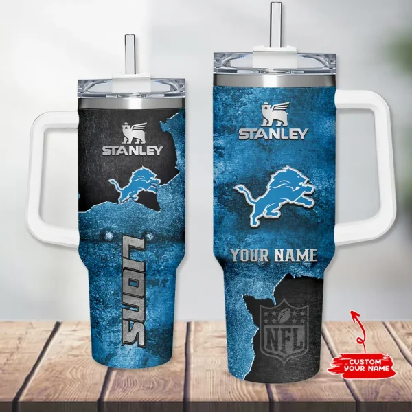 Detroit Lions Simple Modem 40oz Tumbler With Handle And Straw Lid AZC40OZT621