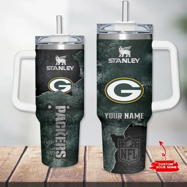 Green Bay Packers Simple Modem 40oz Tumbler With Handle And Straw Lid AZC40OZT622