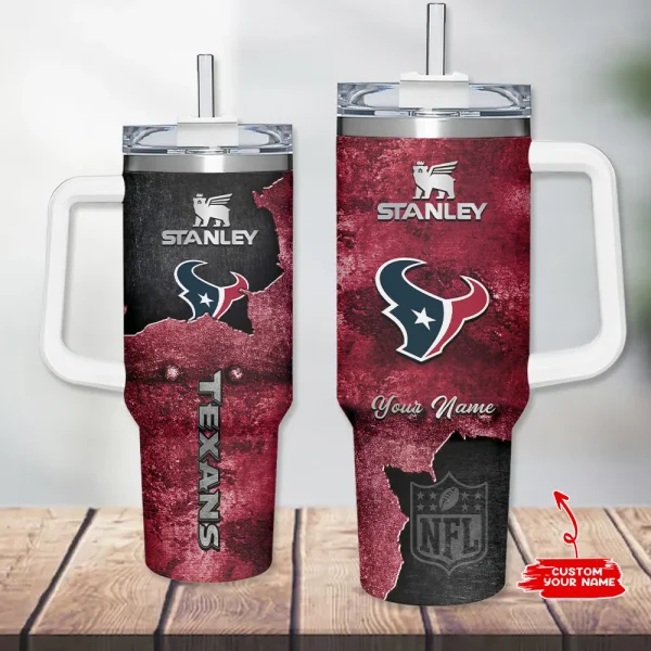 Houston Texans Simple Modem 40oz Tumbler With Handle And Straw Lid AZC40OZT623