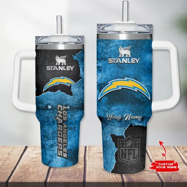 Los Angeles Chargers Simple Modem 40oz Tumbler With Handle And Straw Lid AZC40OZT628