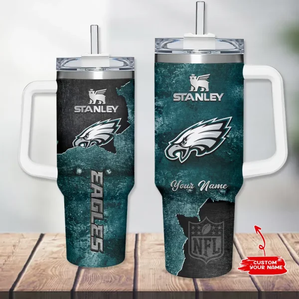 Philadelphia Eagles Simple Modem 40oz Tumbler With Handle And Straw Lid AZC40OZT636