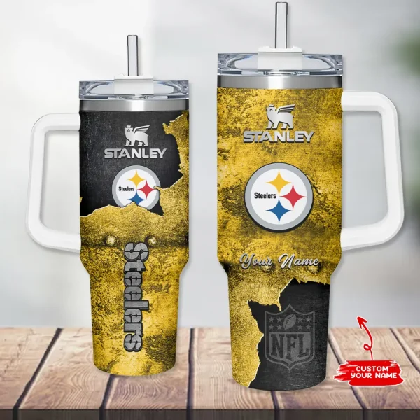 Pittsburgh Steelers Simple Modem 40oz Tumbler With Handle And Straw Lid AZC40OZT637