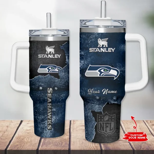 Seattle Seahawks Simple Modem 40oz Tumbler With Handle And Straw Lid AZC40OZT639