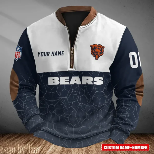 Chicago Bears Men's Vintage Zipper Stand Collar Sweatshirt S9MPZNS275
