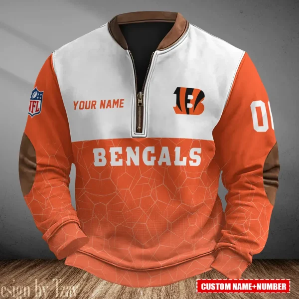 Cincinnati Bengals Men's Vintage Zipper Stand Collar Sweatshirt S9MPZNS276
