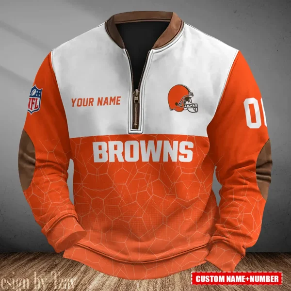 Cleveland Browns Men's Vintage Zipper Stand Collar Sweatshirt S9MPZNS277
