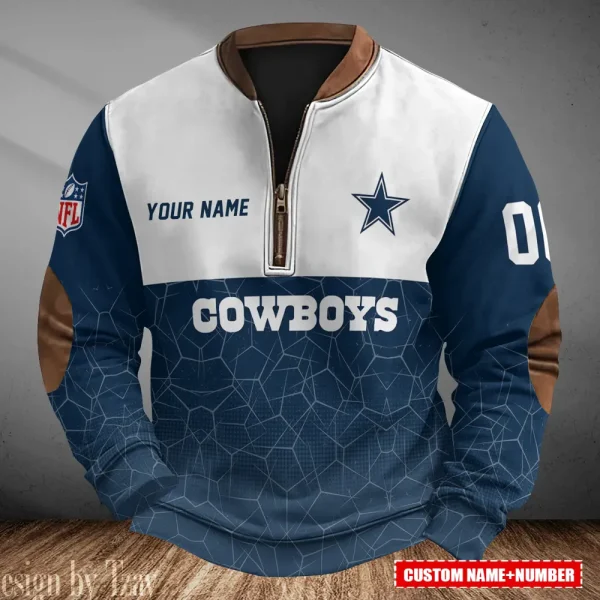 Dallas Cowboys Men's Vintage Zipper Stand Collar Sweatshirt S9MPZNS278