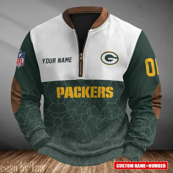 Green Bay Packers Men's Vintage Zipper Stand Collar Sweatshirt S9MPZNS281