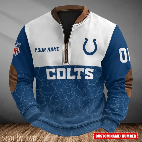 Indianapolis Colts Men's Vintage Zipper Stand Collar Sweatshirt S9MPZNS283