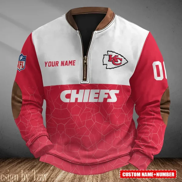 Kansas City Chiefs Men's Vintage Zipper Stand Collar Sweatshirt S9MPZNS285