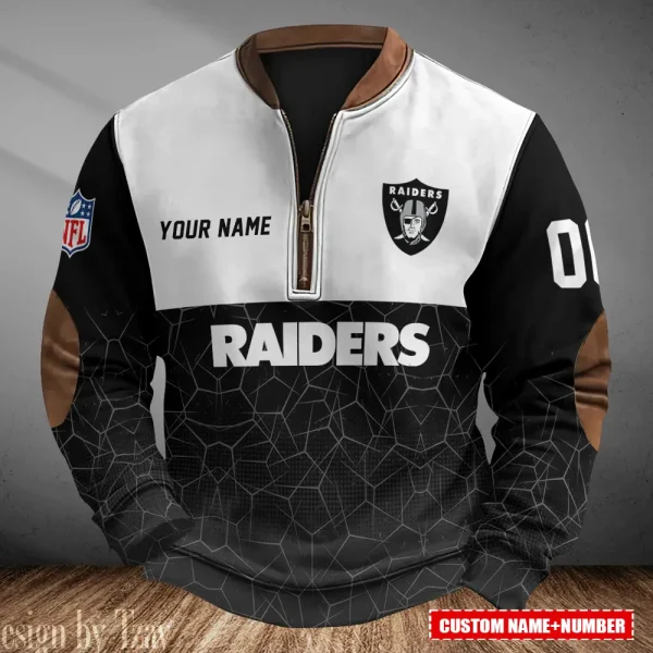 Las Vegas Raiders Men's Vintage Zipper Stand Collar Sweatshirt S9MPZNS286