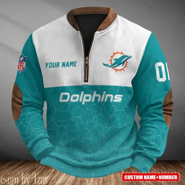 Miami Dolphins Men's Vintage Zipper Stand Collar Sweatshirt S9MPZNS289