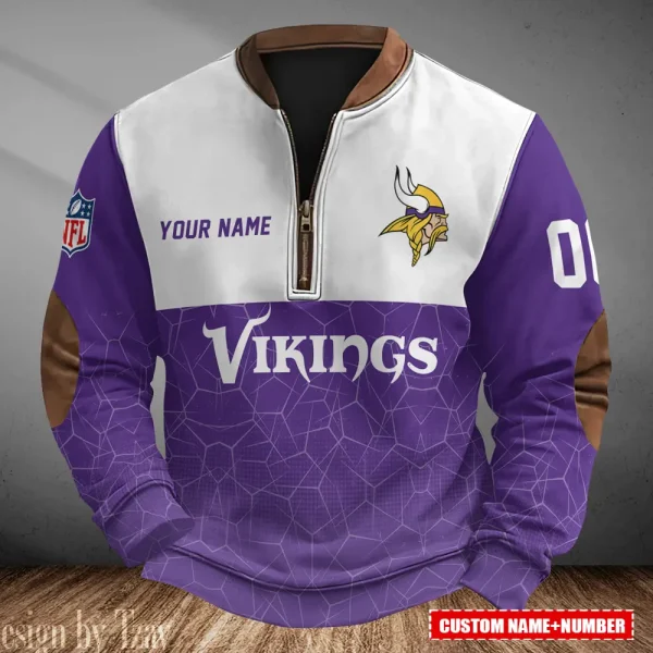 Minnesota Vikings Men's Vintage Zipper Stand Collar Sweatshirt S9MPZNS290