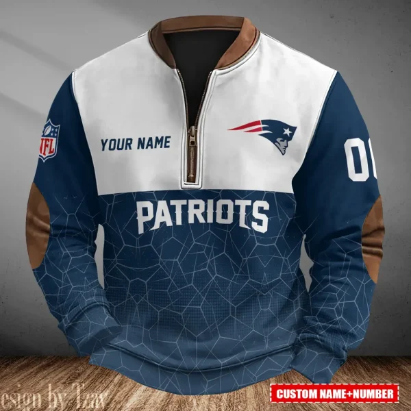 New England Patriots Men's Vintage Zipper Stand Collar Sweatshirt S9MPZNS291