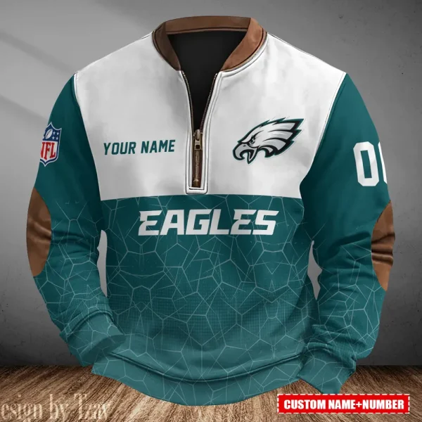 Philadelphia Eagles Men's Vintage Zipper Stand Collar Sweatshirt S9MPZNS295