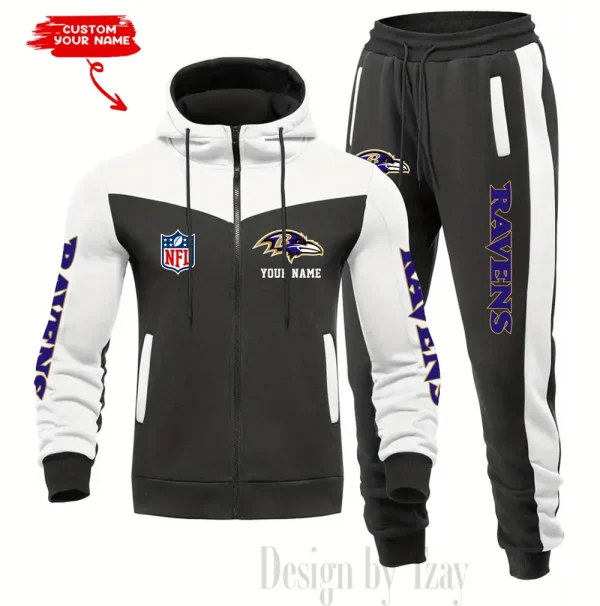 Baltimore Ravens Men's Tracksuit Hooded Zipper Fashion Casual Sports SPTMTHZFCS003