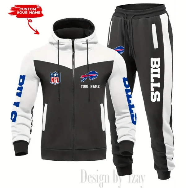 Buffalo Bills Men's Tracksuit Hooded Zipper Fashion Casual Sports SPTMTHZFCS004