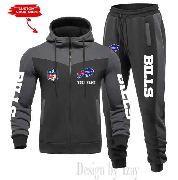 Buffalo Bills Men's Tracksuit Hooded Zipper Fashion Casual Sports SPTMTHZFCS004 - Image 4