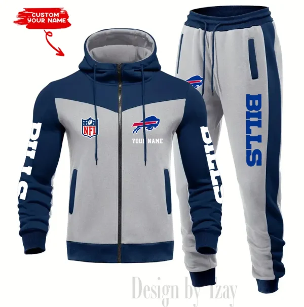 Buffalo Bills Men's Tracksuit Hooded Zipper Fashion Casual Sports SPTMTHZFCS004 - Image 5