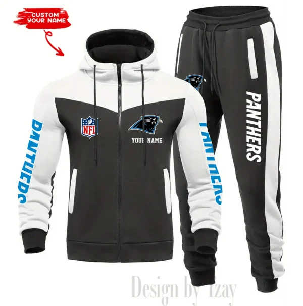 Carolina Panthers Men's Tracksuit Hooded Zipper Fashion Casual Sports SPTMTHZFCS005