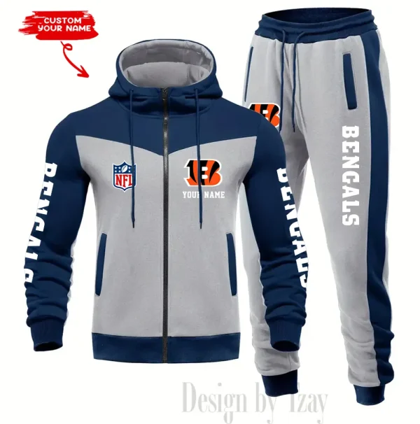 Cincinnati Bengals Men's Tracksuit Hooded Zipper Fashion Casual Sports SPTMTHZFCS007 - Image 2