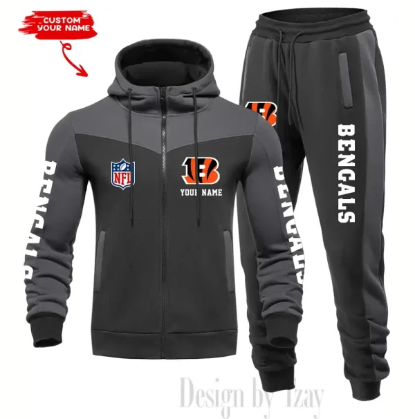 Cincinnati Bengals Men's Tracksuit Hooded Zipper Fashion Casual Sports SPTMTHZFCS007 - Image 3