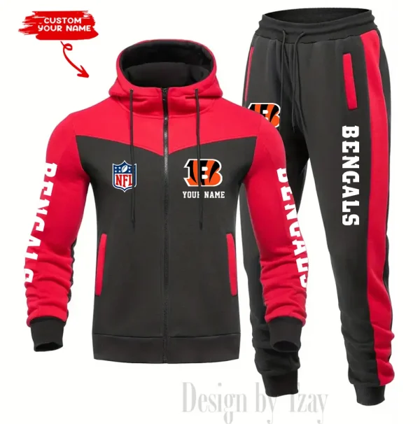 Cincinnati Bengals Men's Tracksuit Hooded Zipper Fashion Casual Sports SPTMTHZFCS007 - Image 5