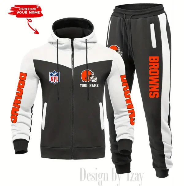 Cleveland Browns Men's Tracksuit Hooded Zipper Fashion Casual Sports SPTMTHZFCS008