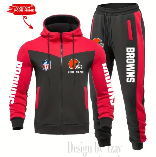 Cleveland Browns Men's Tracksuit Hooded Zipper Fashion Casual Sports SPTMTHZFCS008 - Image 2