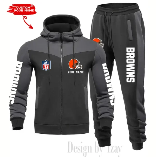 Cleveland Browns Men's Tracksuit Hooded Zipper Fashion Casual Sports SPTMTHZFCS008 - Image 4