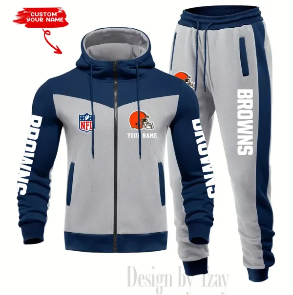 Cleveland Browns Men's Tracksuit Hooded Zipper Fashion Casual Sports SPTMTHZFCS008 - Image 5