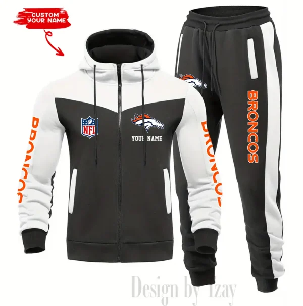 Denver Broncos Men's Tracksuit Hooded Zipper Fashion Casual Sports SPTMTHZFCS010 - Image 2