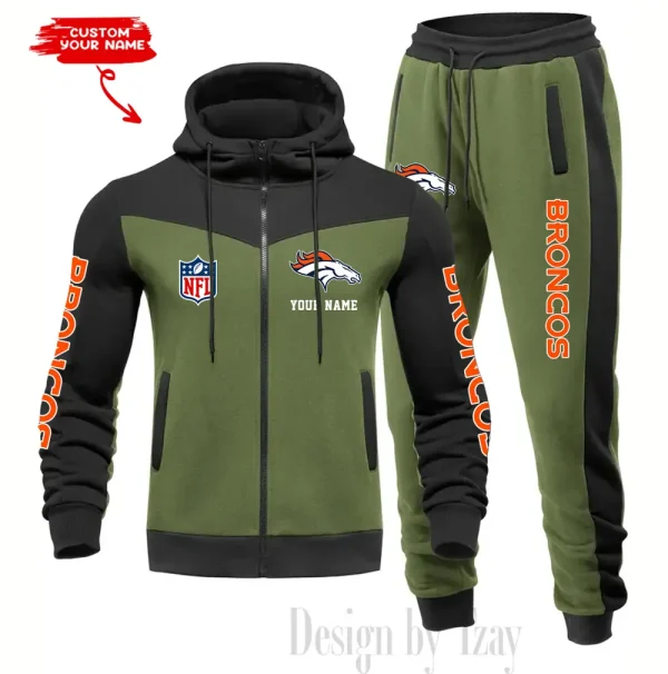 Denver Broncos Men's Tracksuit Hooded Zipper Fashion Casual Sports SPTMTHZFCS010 - Image 3