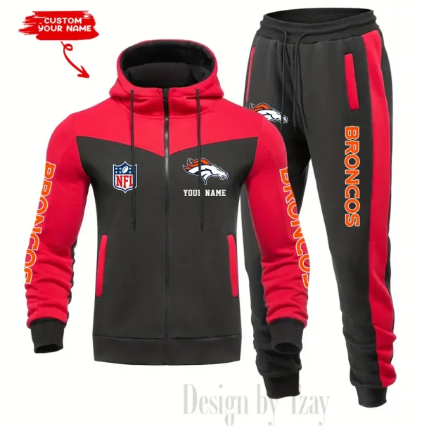 Denver Broncos Men's Tracksuit Hooded Zipper Fashion Casual Sports SPTMTHZFCS010 - Image 4