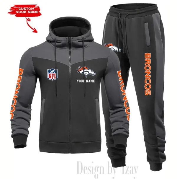 Denver Broncos Men's Tracksuit Hooded Zipper Fashion Casual Sports SPTMTHZFCS010 - Image 5