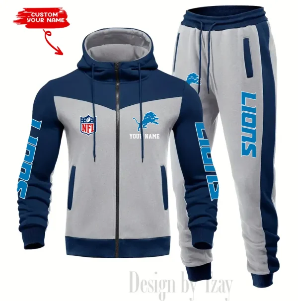 Detroit Lions Men's Tracksuit Hooded Zipper Fashion Casual Sports SPTMTHZFCS011 - Image 2