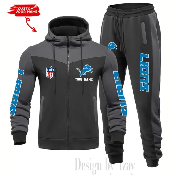 Detroit Lions Men's Tracksuit Hooded Zipper Fashion Casual Sports SPTMTHZFCS011 - Image 3