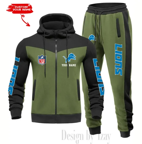 Detroit Lions Men's Tracksuit Hooded Zipper Fashion Casual Sports SPTMTHZFCS011 - Image 4