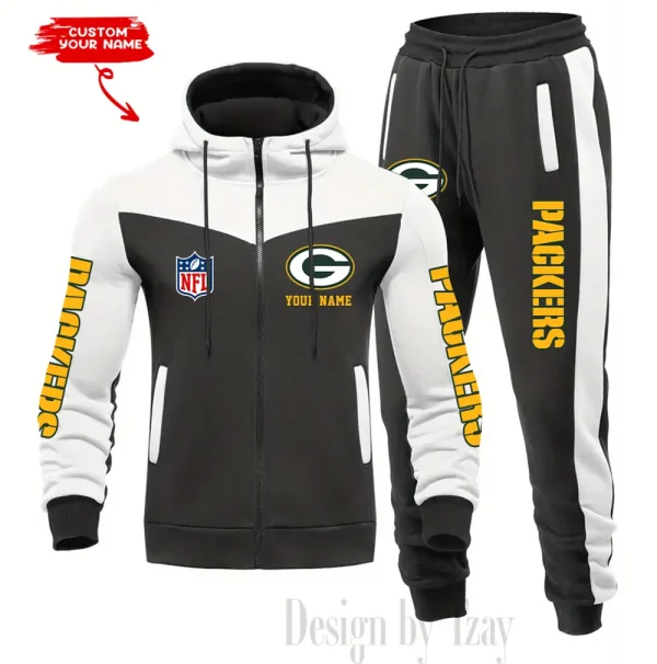 Green Bay Packers Men's Tracksuit Hooded Zipper Fashion Casual Sports SPTMTHZFCS012