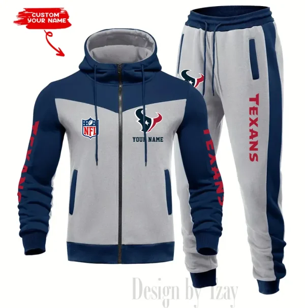 Houston Texans Men's Tracksuit Hooded Zipper Fashion Casual Sports SPTMTHZFCS013