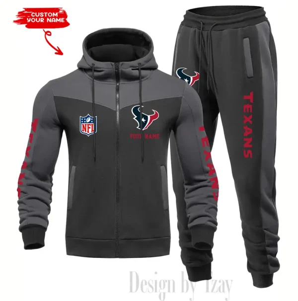 Houston Texans Men's Tracksuit Hooded Zipper Fashion Casual Sports SPTMTHZFCS013 - Image 2