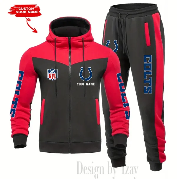Indianapolis Colts Men's Tracksuit Hooded Zipper Fashion Casual Sports SPTMTHZFCS014 - Image 3