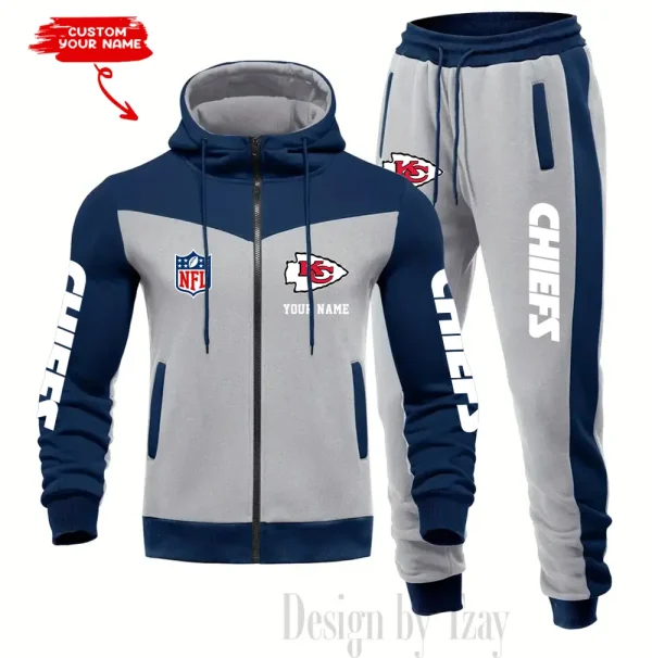 Kansas City Chiefs Men's Tracksuit Hooded Zipper Fashion Casual Sports SPTMTHZFCS016 - Image 4