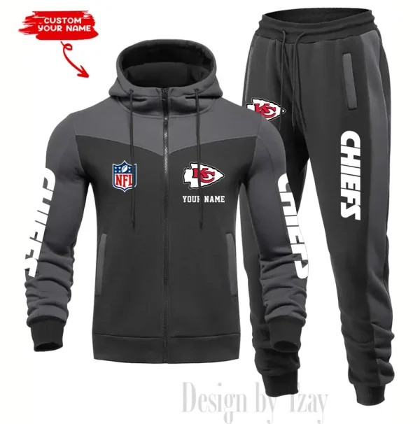 Kansas City Chiefs Men's Tracksuit Hooded Zipper Fashion Casual Sports SPTMTHZFCS016 - Image 5
