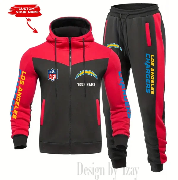 Los Angeles Chargers Men's Tracksuit Hooded Zipper Fashion Casual Sports SPTMTHZFCS018 - Image 2