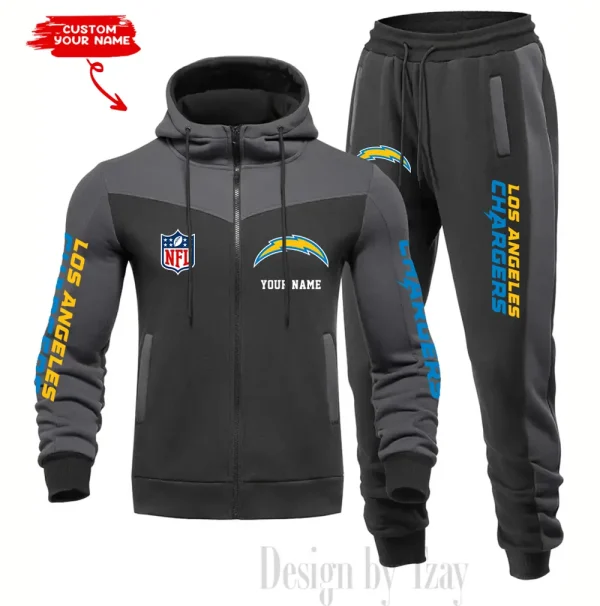 Los Angeles Chargers Men's Tracksuit Hooded Zipper Fashion Casual Sports SPTMTHZFCS018 - Image 4