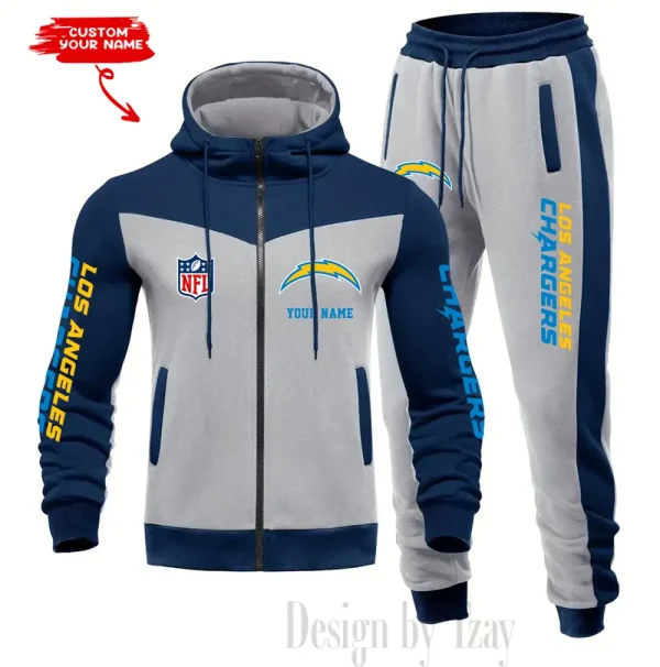 Los Angeles Chargers Men's Tracksuit Hooded Zipper Fashion Casual Sports SPTMTHZFCS018 - Image 5